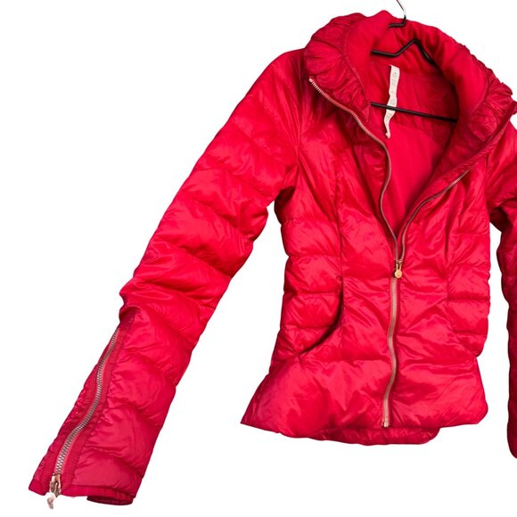 Lululemon Red Puffer Coat Jacket Women's Sz 4 Lightweight Nylon Insulated Zip-Up - Picture 5 of 12
